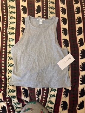 Athleta Light Heather Gray Ribbed Cropped Tank